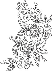 Obraz premium Hand Drawn Floral Line Art – Botanical Flower Outline Illustration