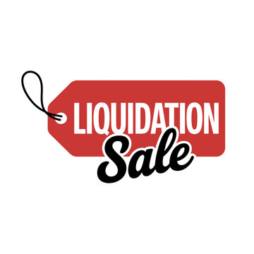 Red tag with liquidation sale text on white background