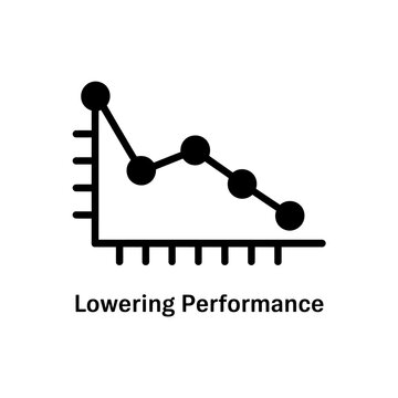 Line graph showing lowering performance trend over time  business productivity decline