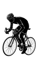 Naklejka premium Silhouette of Cyclist in Motion, Professional Athlete Training on Road Bike