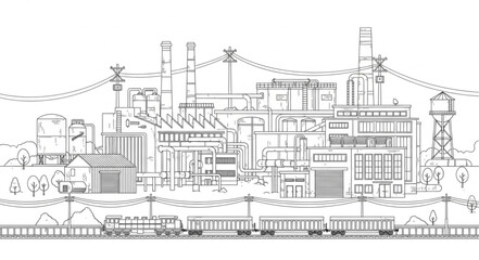 Industrial Factory Complex Architectural Drawing.