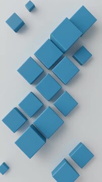 Blue 3D cubes scattered on gray background, with some cubes stacked, suggesting organization and structure