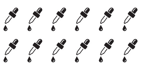Obraz premium Set of Pipette and Dropper Icons with Liquid Drop for Medical and Laboratory Use