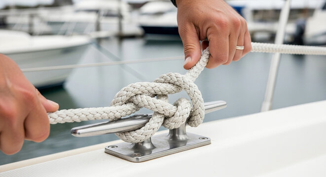 Securing boat rope to metal marine cleat