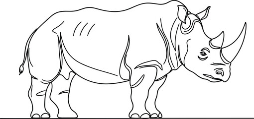 Black line of a rhinoceros standing on a line animal © MstMoksada
