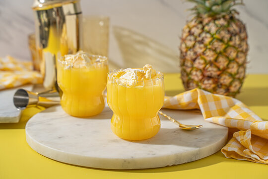 Summer refreshing drink made with pineapple and ice cream