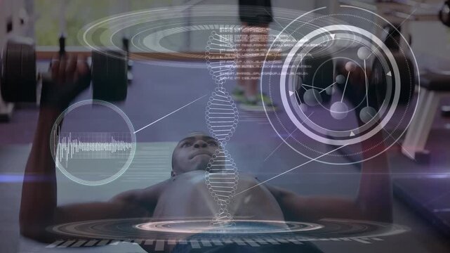 Animation of medical data processing over fit african american men