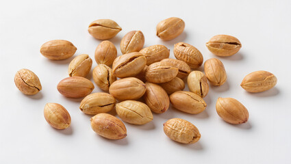 Obraz premium Roasted Peanuts with Shells Isolated on White Background