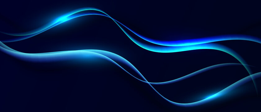 Abstract glowing wave background with futuristic light lines.