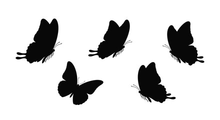 A collection of black butterflies in flight a striking silhouette © adobeamena
