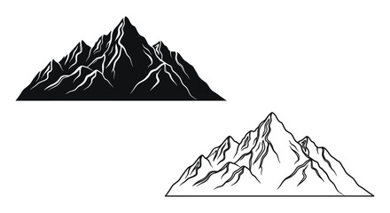 Dramatic mountain range illustration with striking black shapes a silhouette © adobeamena