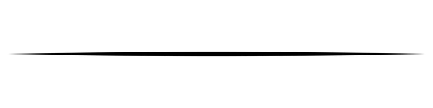 A minimalist horizontal black line that tapers towards both ends. The vector element has the shape of an elongated sharp rhombus or a stylized divider.