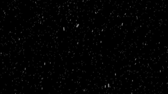 Natural snowfall particles drifting on green chroma key background loopable winter effect for video editing
