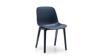 Modern dark blue plastic chair isolated