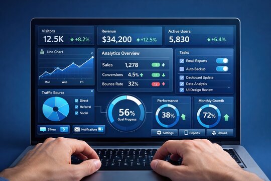 AI Business Analytics Dashboard with Data Visualization Automation and Artificial Intelligence Performance Metrics
