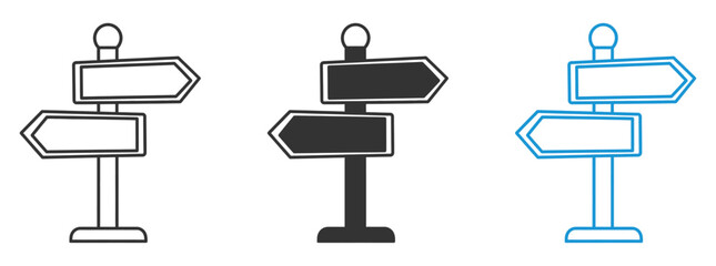 Directional signpost illustrations with blank signboards © V V Area
