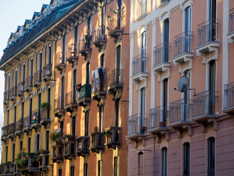Old  buildings along Via Carlo Farini in Milan, Italy