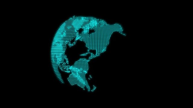 Dot world map animation. Digital world map animation.