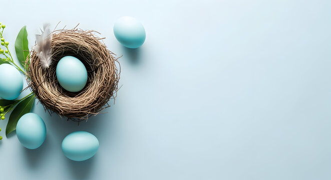 Easter eggs and nest a symbol of springtime renewal and easter traditions