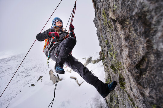 Mature woman climbing at Grossvendediger, Tyrol, Austria