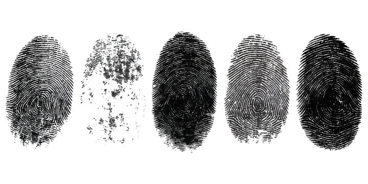 Abstract forensic grunge set fingerprint background texture. vector black grunge fingerprint distressed dirty background design element.