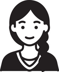 Obraz premium Hand Drawn Female Customer Service Agent Black and White Avatar Illustration in Minimal Line Art Style Design