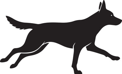 Fototapeta premium Running Dog Silhouette Side View, Domestic Pet Animal Vector Illustration