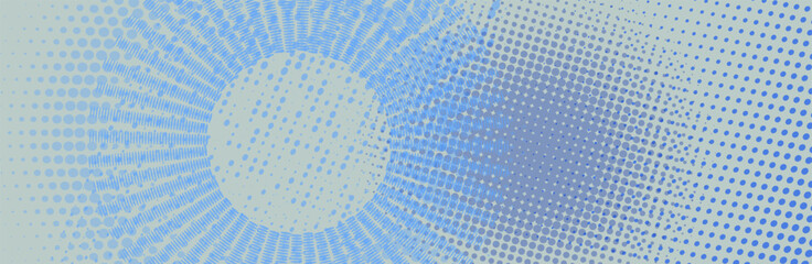 Fototapeta premium Modern horizontal background with abstract geometric shapes, halftone dots, and tech elements. Minimalist vector design for corporate web headers, digital marketing, and science presentations