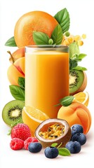 Colorful 2D Cartoon Illustration of Smoothie in Glass