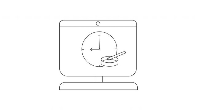 Animated Cooking Timer on Computer Screen Illustration.