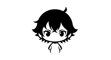 Fototapeta premium Chibi Character Portrait with Sharp Eyes