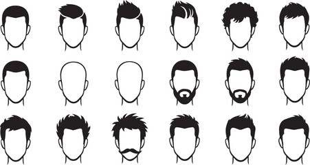 Collection of diverse male faces with varying hairstyles a striking silhouette © Tahmina