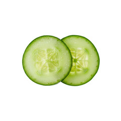 Two Fresh Cucumber Slices with Water Droplets