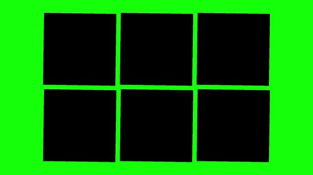 Square, rectangle shape animation concept. Multiple black vector icon symbol. Animated seamless pattern design, motion graphic video template with green screen background