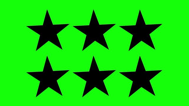 Star shape animation concept. Multiple black vector icon symbol. Animated seamless pattern design, motion graphic video template with green screen background