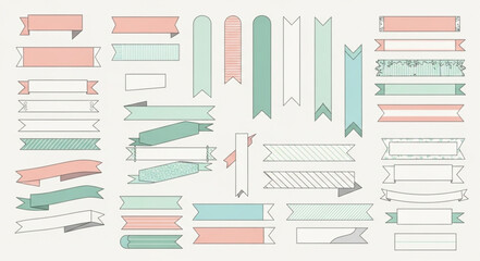 Collection of Decorative Ribbons and Banners for Design.