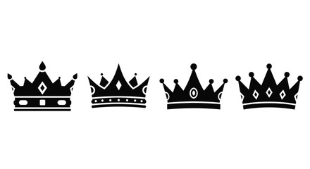 Four black crowns displayed in a row a striking silhouette © momotaj