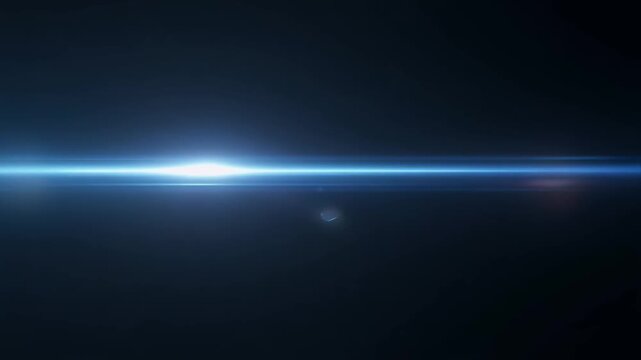 Blue horizontal light flare streak pulses across dark space.