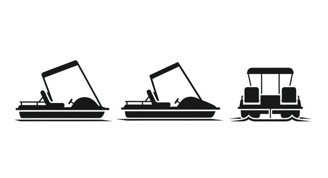 Three pedal boats shown in a striking black silhouette