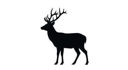 Obraz premium Majestic stag stands proudly in a striking black silhouette