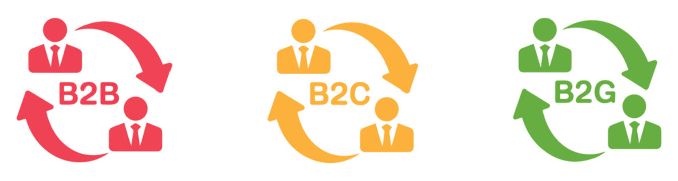 b2b b2c b2g business icon set
