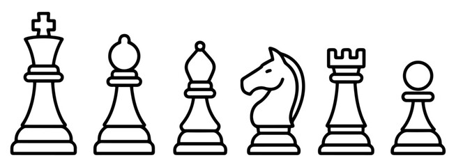 chess pieces linear icon set © graphixecho