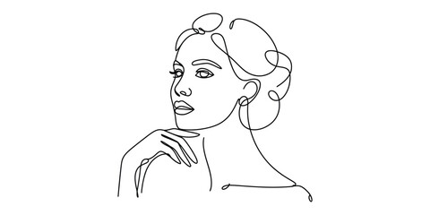 Obraz premium Elegant Continuous Line Art of a Woman Portrait