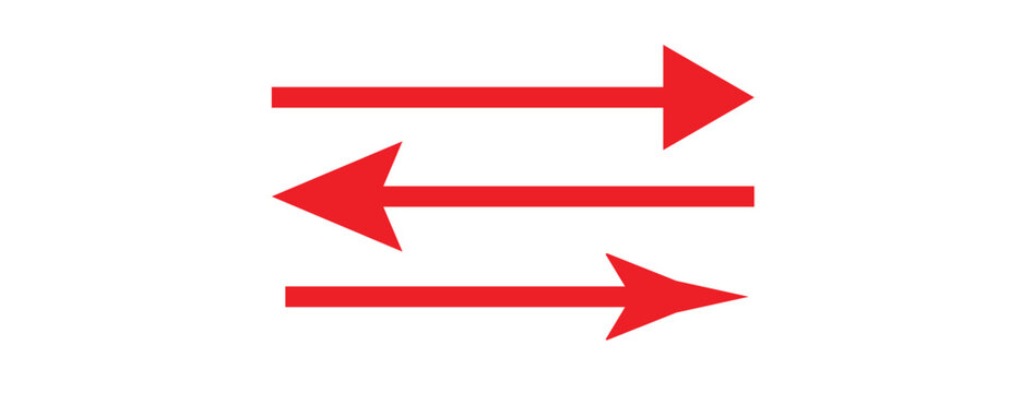 Long arrow. red arrow pointing left side. red large horizontal arrow pointing left.  Eps 10