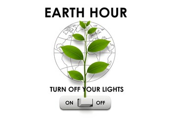 Earth Hour campaign with a plant growing out of the globe