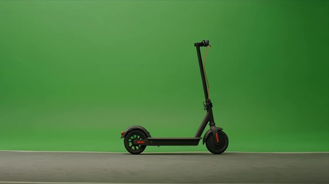Side view electric scooter on green chroma background.