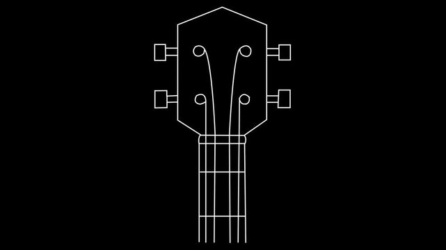 Minimalist Line Guitar Animation Isolated on Black Background Abstract Music Instrument minimalist guitar