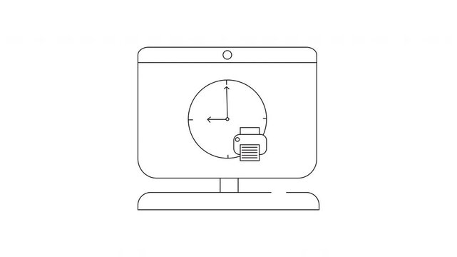 Computer Printer Time Icon Animation - Seamless Loop.