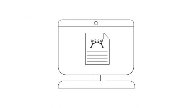 Computer Screen Displaying Document with Bowtie Icon Illustration.