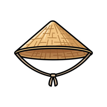 Traditional Asian Conical Hat Made from Straw for Farming illustration
